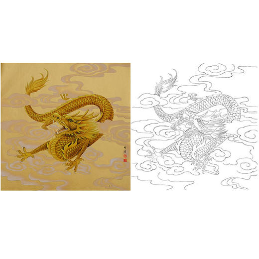 工笔动物白描底稿-孙锡之作品十二生肖-龙-斗方小品册页-SY05 商品图0