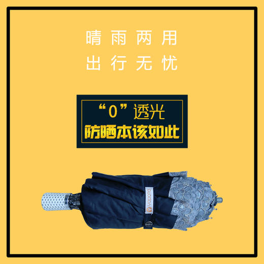 优品堂女太阳伞遮阳防晒防紫外线晴雨两用花边绣花二折折叠伞 商品图2