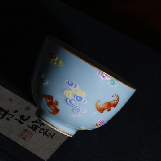 天青雕刻洪福齐天直口杯 商品图2