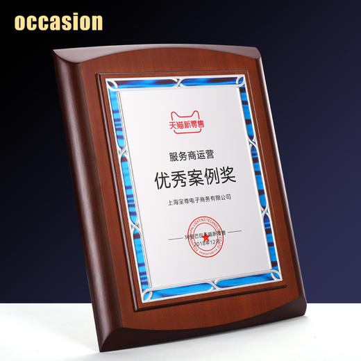 奖牌定制定做授权牌代理商加盟木质牌匾木托金属聘书制作高档证书 商品图1