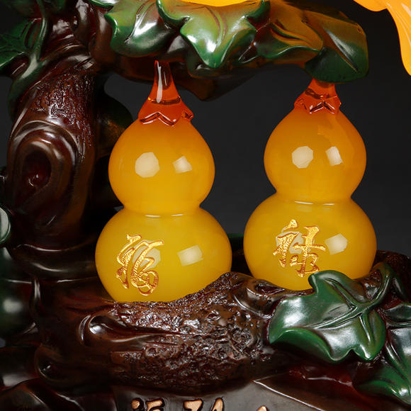 吉善缘 招财玉如意办公室葫芦摆件 家居客厅电视柜乔迁装饰品0169