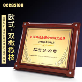 奖牌定制定做水钻木质荣誉牌匾代理加盟商授权牌证书高档聘书制作