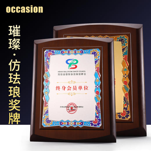 仿珐琅奖牌定制定做木托金属面板授权牌加盟商牌匾荣誉证书木牌 商品图0
