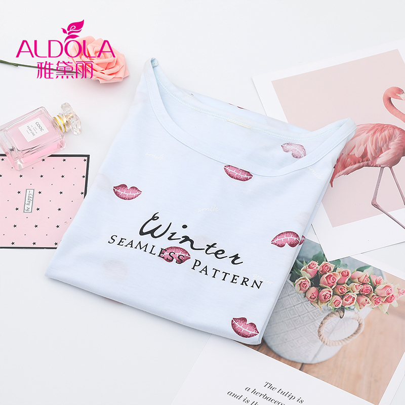 雅黛丽19夏款新品家居服性感唇印短袖中长款睡衣睡裙女DYJ91007