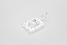 Square Embossed Heart, Silver