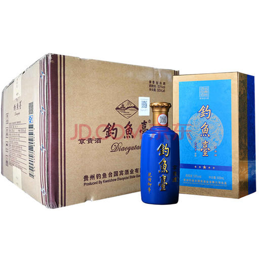 【推荐】钓鱼台京贵酒 贵州酱香型白酒礼盒 53度 粮食酒名酒水 整箱6瓶装 500ml*6 商品图1