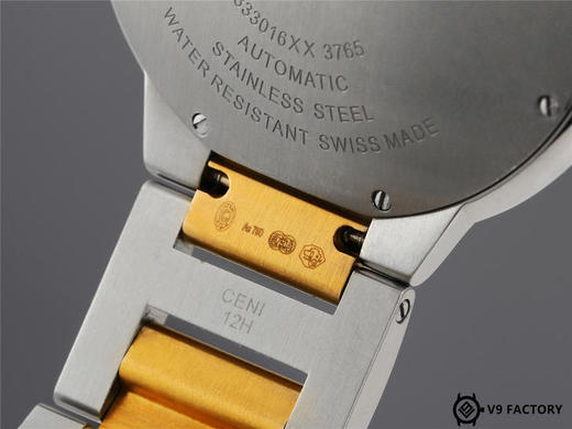 V9卡地亚18K包金蓝气球42mm黄间金钢带款，40丝厚金包金刮花不露白不退色，原装机械机芯，印花钢印齐全，一比一开模配件通用原装 商品图3