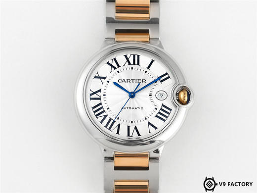 V9卡地亚18K包金蓝气球42mm黄间金钢带款，40丝厚金包金刮花不露白不退色，原装机械机芯，印花钢印齐全，一比一开模配件通用原装 商品图0