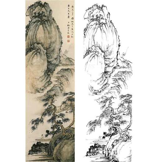 陈少梅竖幅工笔山水人物白描底稿-《泊州远眺》-多种白描尺寸可选-CR52 商品图0