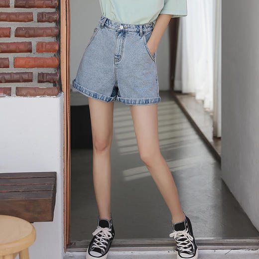 韩都衣舍2019韩版女装夏装新款高腰直筒显瘦牛仔短裤PC8975晽0425 商品图2