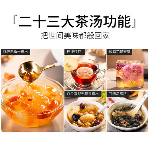 SKG 养生壶 玻璃加厚 花茶壶 保温电水壶多功能煮茶壶黑茶花茶煮茶器中药煎药壶 1.8-2L 8141全配炖盅+滤网 商品图3