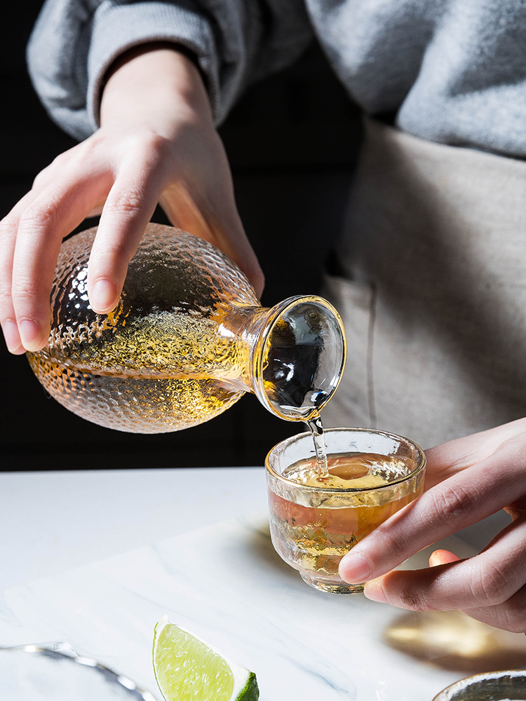 摩登主妇日式锤目纹玻璃清酒壶酒杯套装烫酒缸温酒器黄酒白酒酒壶