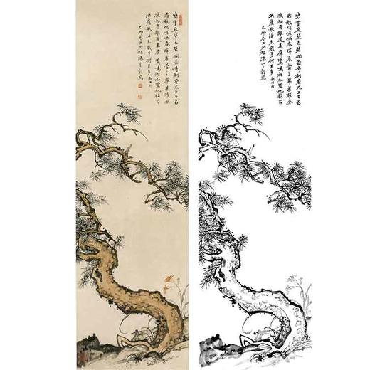 陈少梅竖幅工笔山水白描底稿-《松萱益寿》-多种白描尺寸可选-CR63 商品图0