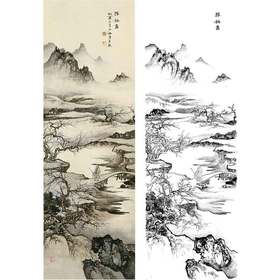 陈少梅竖幅工笔山水人物白描底稿-《探梅图》-多种白描尺寸可选-CR61