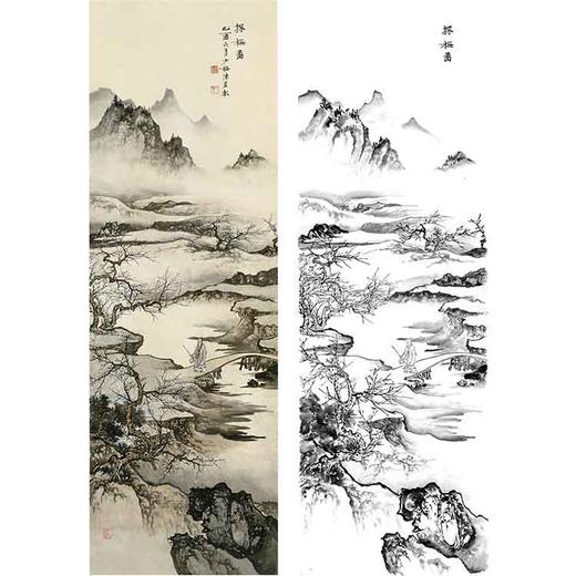 陈少梅竖幅工笔山水人物白描底稿-《探梅图》-多种白描尺寸可选-CR61 商品图0