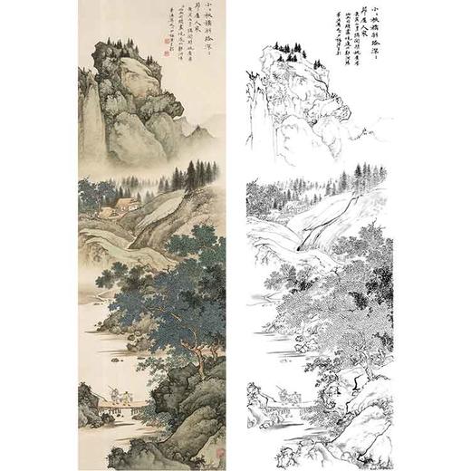 陈少梅竖幅工笔山水白描底稿-《深山茆屋》-多种白描尺寸可选-CR62 商品图0