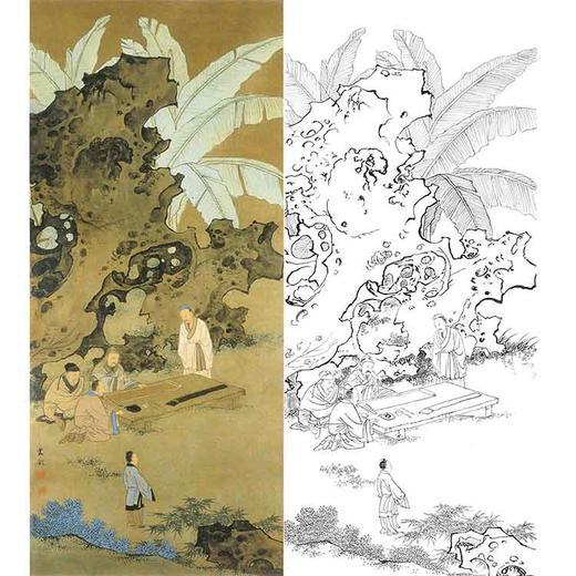 陈少梅竖幅工笔山水人物白描底稿-《琴赋》-多种白描尺寸可选-CR65 商品图0