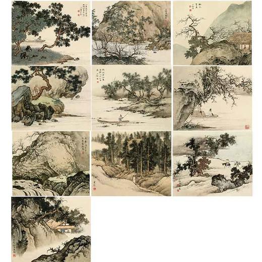 陈少梅-少梅绝诣册工笔山水人物小品白描底稿一套10幅册页-CR71 商品图0