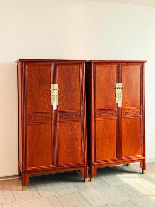 红桥红  家具严选  缅甸花梨(大果紫檀）  【雕花绦环板圆角柜】 商品图1