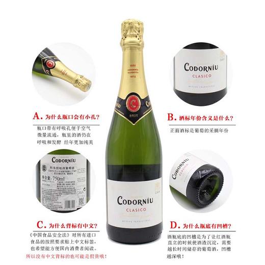 西班牙原瓶进口起泡酒 科多纽起泡葡萄酒 Codorniu Clasico Brut 单支装750ml 商品图4
