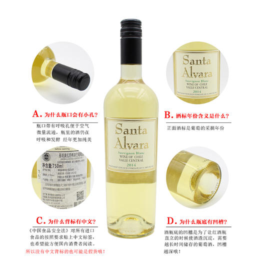 智利桑塔奥拉苏伟浓白葡萄酒 Santa Alvara Sauvignon Blanc 750ml【2017】 商品图4