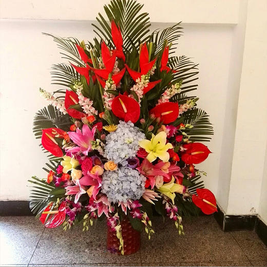 鲜花混搭红掌高档手提花篮送领导老师长辈节日生日开业祝福 商品图1