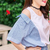 范奎恩大码女装胖mm短袖2019夏装新款拼接胖妹妹宽松显瘦潮T恤女 商品缩略图3