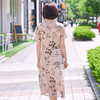 迪葵纳妈妈装夏装新款中老年女装夏季中年雪纺短袖连衣裙WQ7927沣 商品缩略图1