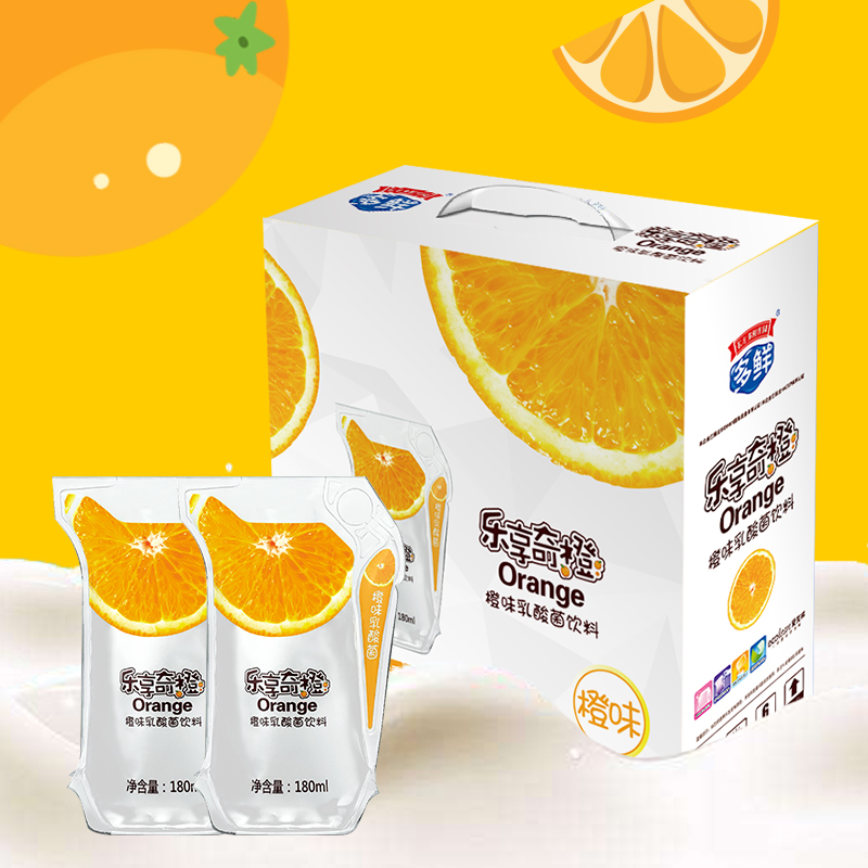 [秒杀]乐享奇橙乳酸菌饮品180ml*12袋,生产日期3月23日，保质期45天