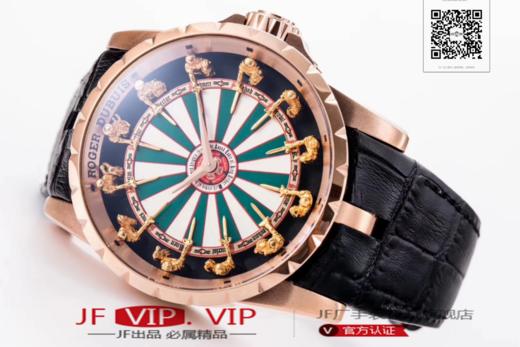 N罗杰杜彼圆桌骑士型号:RDDBEX0398 表盘:彩色珐琅工艺表盘 表壳:316l精钢 电镀18k金 尺寸:45*15.7mm 机芯:miyota自动机械机芯 商品图2