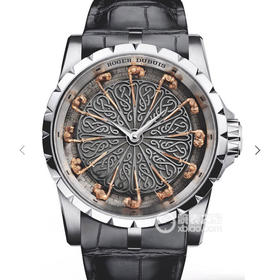 罗杰杜彼圆桌骑士型号:RDDBEX0511 表盘:彩色珐琅工艺表盘  表壳:316l精钢 电镀18k金 尺寸:45*15.7mm