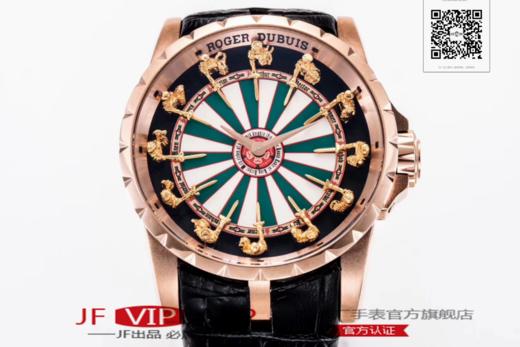 N罗杰杜彼圆桌骑士型号:RDDBEX0398 表盘:彩色珐琅工艺表盘 表壳:316l精钢 电镀18k金 尺寸:45*15.7mm 机芯:miyota自动机械机芯 商品图8