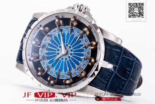 罗杰杜彼圆桌骑士型号:RDDBEX0511 表盘:彩色珐琅工艺表盘  表壳:316l精钢 电镀18k金 尺寸:45*15.7mm 商品图5