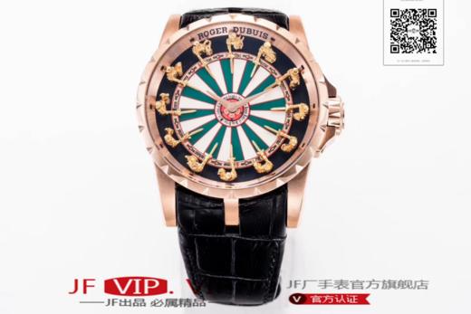N罗杰杜彼圆桌骑士型号:RDDBEX0398 表盘:彩色珐琅工艺表盘 表壳:316l精钢 电镀18k金 尺寸:45*15.7mm 机芯:miyota自动机械机芯 商品图7