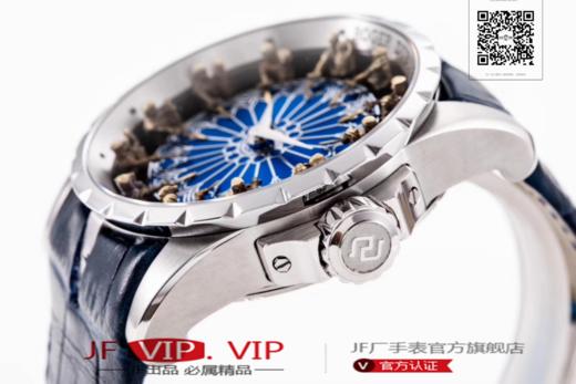 罗杰杜彼圆桌骑士型号:RDDBEX0511 表盘:彩色珐琅工艺表盘  表壳:316l精钢 电镀18k金 尺寸:45*15.7mm 商品图7