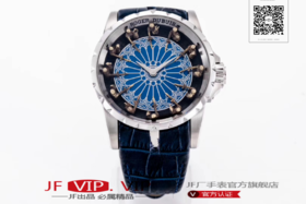 罗杰杜彼圆桌骑士型号:RDDBEX0511 表盘:彩色珐琅工艺表盘  表壳:316l精钢 电镀18k金 尺寸:45*15.7mm