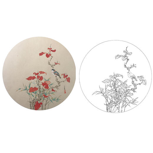 潘磊工笔花鸟小品白描底稿-A603 商品图0