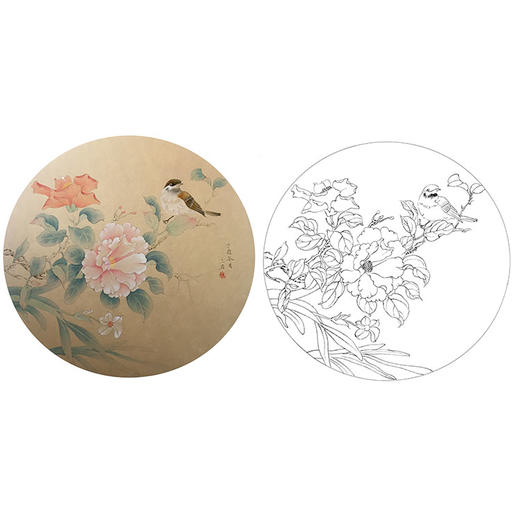 潘磊工笔花鸟小品白描底稿-A607 商品图0