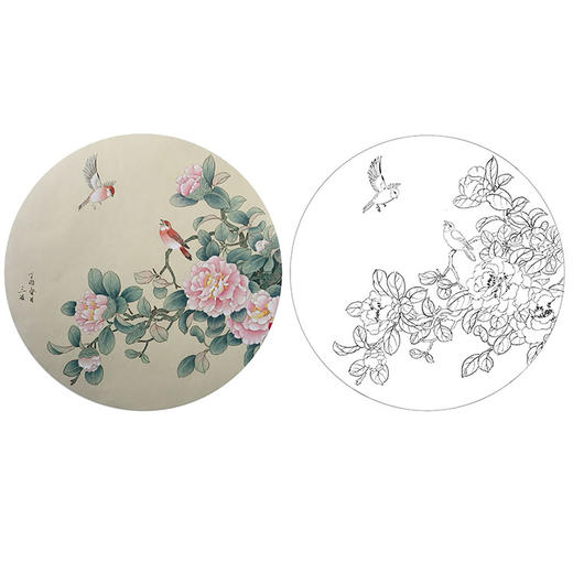 潘磊工笔花鸟小品白描底稿-A612 商品图0