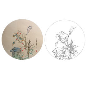 潘磊工笔花鸟小品白描底稿-A602
