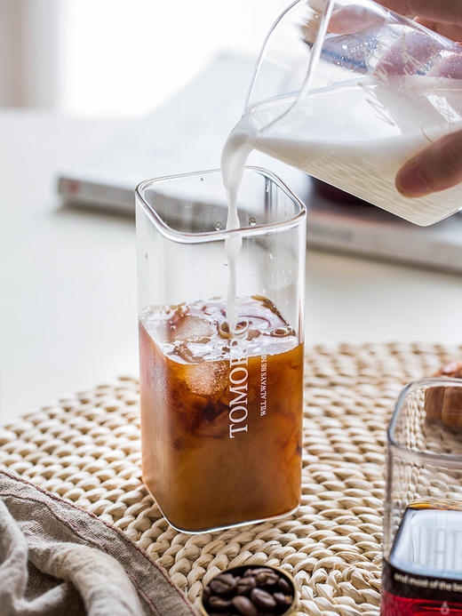 摩登主妇 北欧ins风透明玻璃方杯家用耐热牛奶杯子创意饮料杯茶杯 商品图4