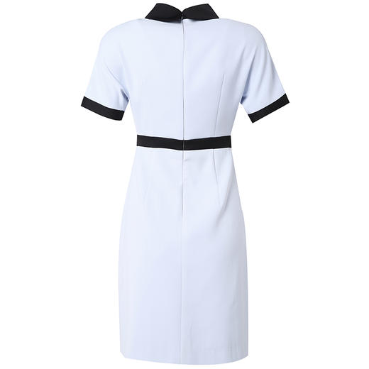 洛诗琳2019年夏装新品名媛风时尚尖领蝴蝶结收腰连衣裙 商品图12