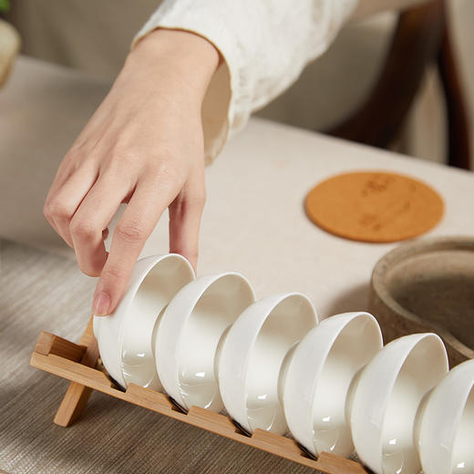 尚置丨竹制品茗杯收纳架 六槽/八槽茶杯收纳架 四款可选 （不含杯子）      商品图0