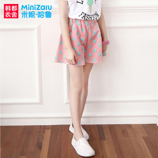 米妮哈鲁童装2019夏装新款女童裤子中大童儿童阔腿短裤ZE5264燚 商品图1