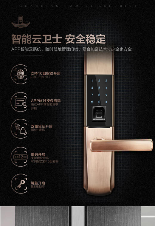 Midea/美的智能门锁MOLK-LA012-B 电子锁 门锁 商品图2