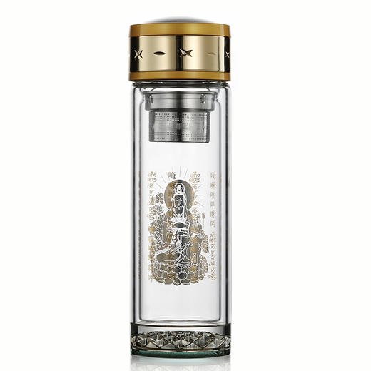 水中神双层水晶玻璃杯大悲咒泡茶杯隔热滤网便携高档商务男水杯子 商品图4