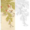 陈之佛竖幅工笔花鸟白描底稿《蕉荫藏小鸟》-多种白描尺寸可选-QA26 商品缩略图0