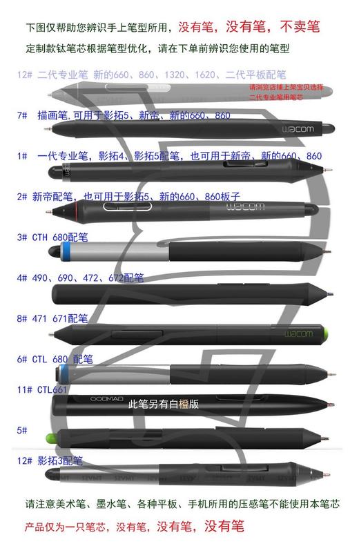 【WACOM专业钛合金笔尖】 CTL672 472 PTH660钛笔芯/4100/6100 1661 1320用护笔强化SZYMT 贴膜 握笔器 商品图9