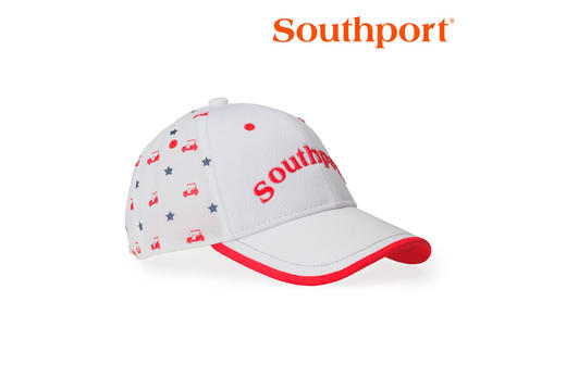 Southport秀仕宝儿童高尔夫球帽 透气吸汗青少年高尔夫太阳帽 棒球帽 儿童运动帽 白红 商品图0