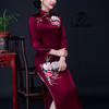 上海旗袍厂LHS-L9101酒红色绣花长款旗袍婚宴婚礼喜宴喜婆婆婚宴服长款长袖冬季 商品缩略图4
